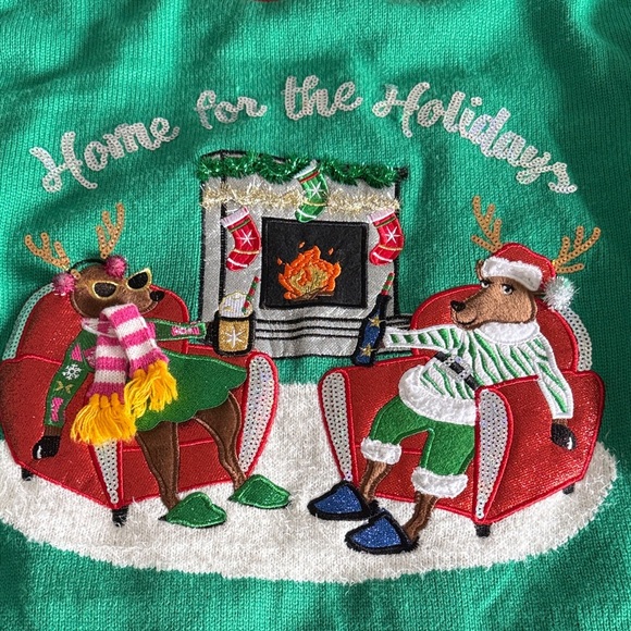 33 Degrees home for the Holidays Festive Green Sweater size XL - Picture 7 of 8